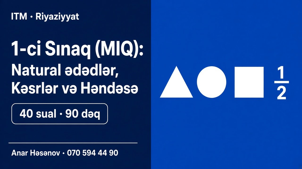 1-ci Sınaq (MİQ): Natural ədədlər, Kəsrlər və Həndəsənin ilkin anlayışları