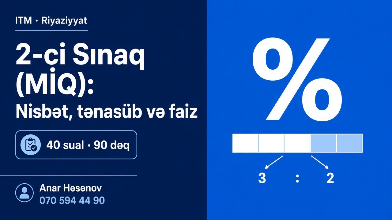 2-ci Sınaq (MİQ): Nisbət, tənasüb və faiz