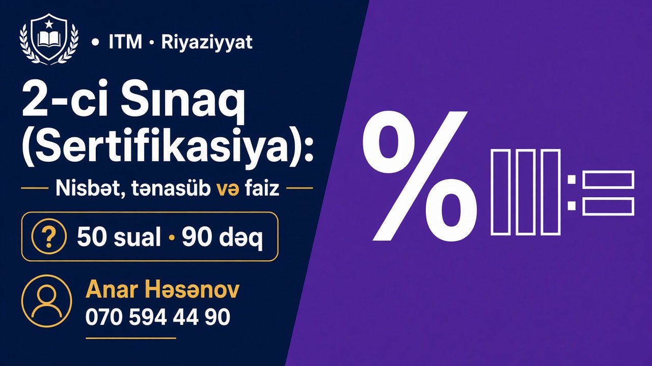 2-ci Sınaq (Sertifikasiya): Nisbət, tənasüb və faiz