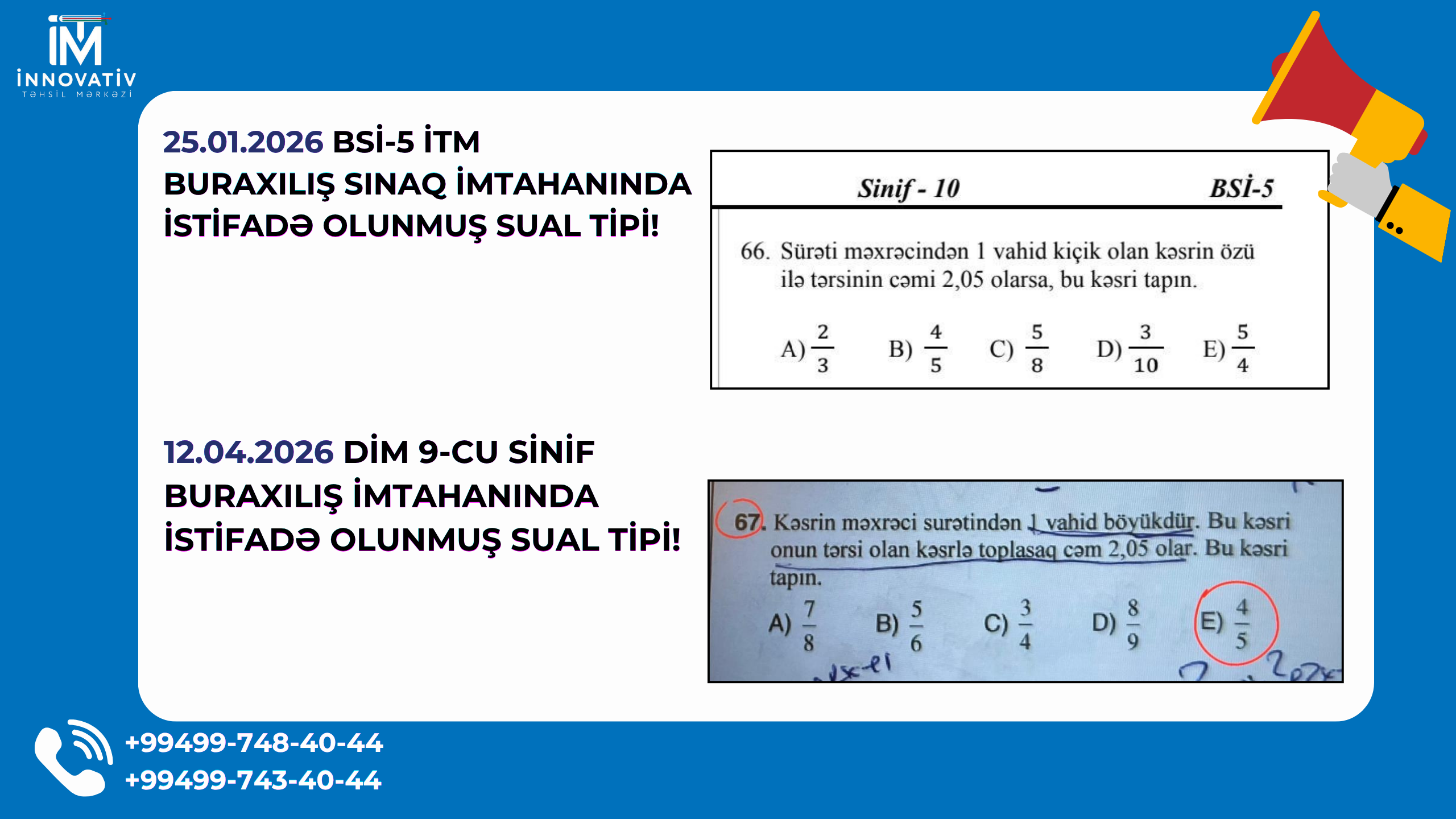 İTM 25 YANVAR BURAXILIŞ SINAQ SUALI 12 APREL DİM BURAXILIŞ İMTAHANINDA!
