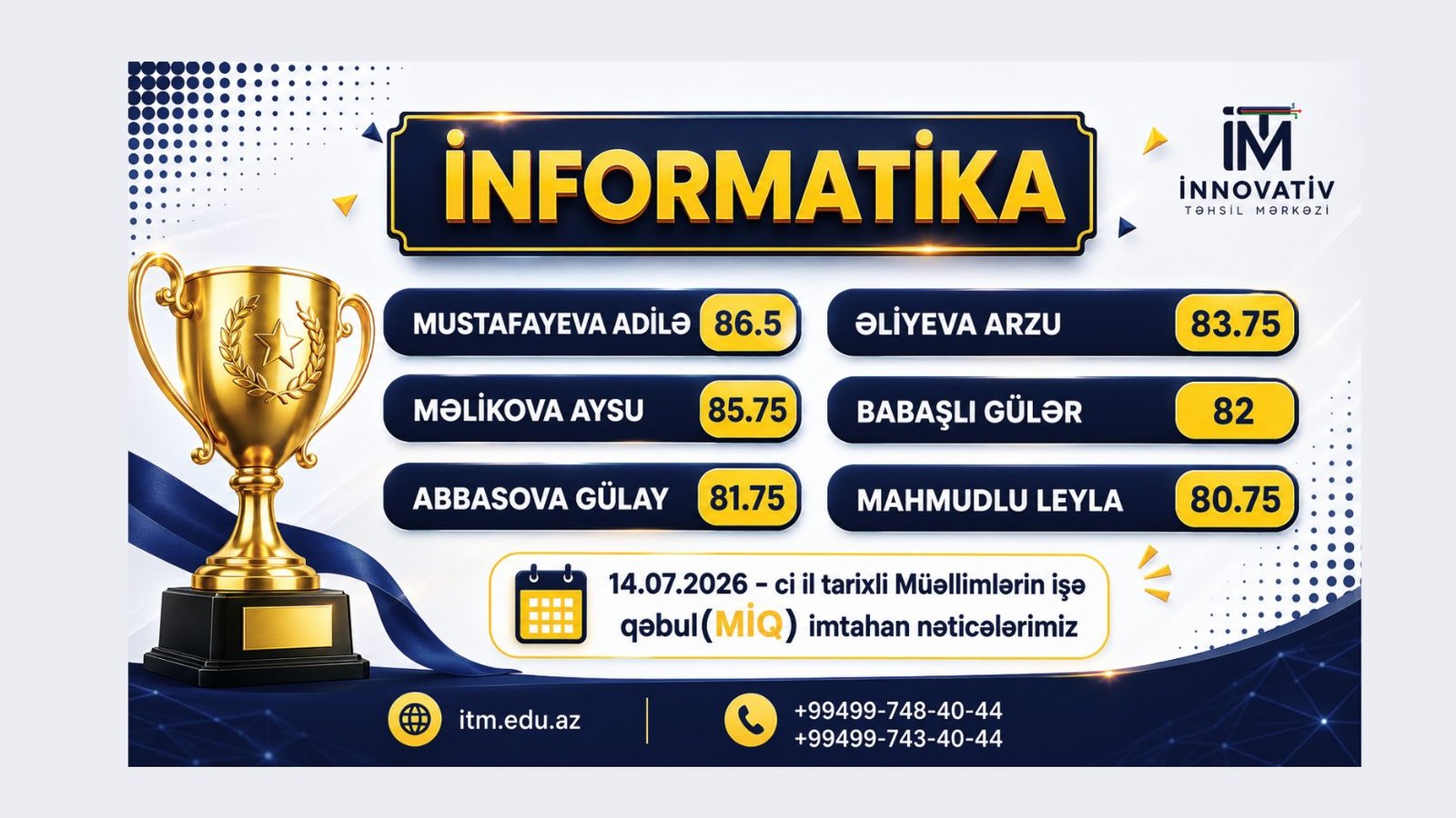 MİQ 2026 İNFORMATİKA FƏNNİ ÜZRƏ YÜKSƏK NƏTİCƏLƏRİMİZ!