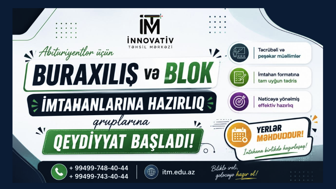 YENİ TƏDRİS ili üzrə Abituriyent  hazırlıqlarına qeydiyyat başladı!