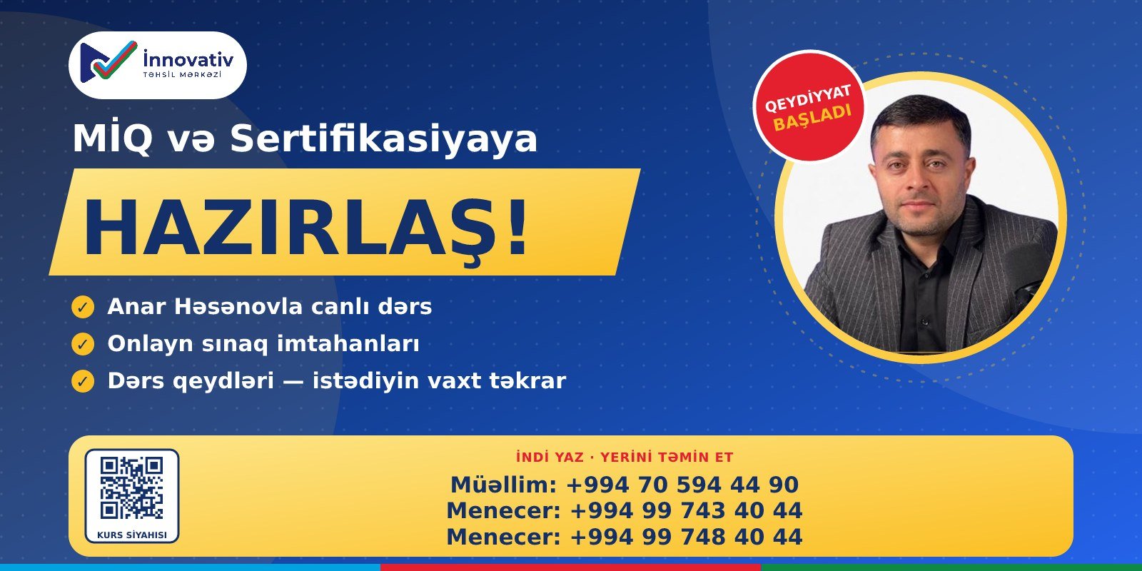 MİQ və Sertifikasiyaya hazırlaş: noyabr qruplarına qeydiyyat başladı