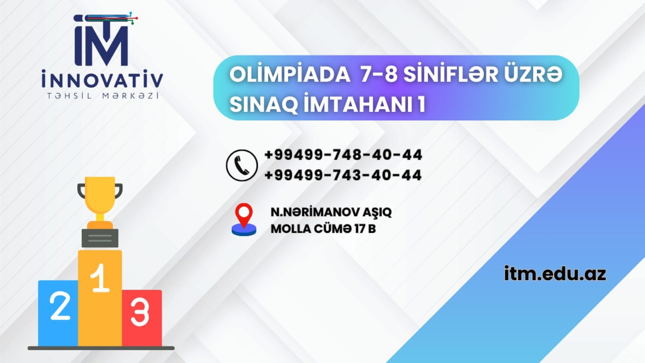 Riyaziyyat Olimpiada 7-8 Siniflər Üzrə Sınaq İmtahanı-1