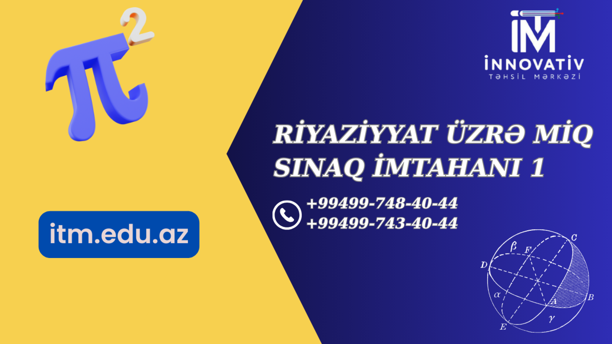 Riyaziyyat və Kurikulum fənlərdindən MİQ SINAQ İMTAHANI 1