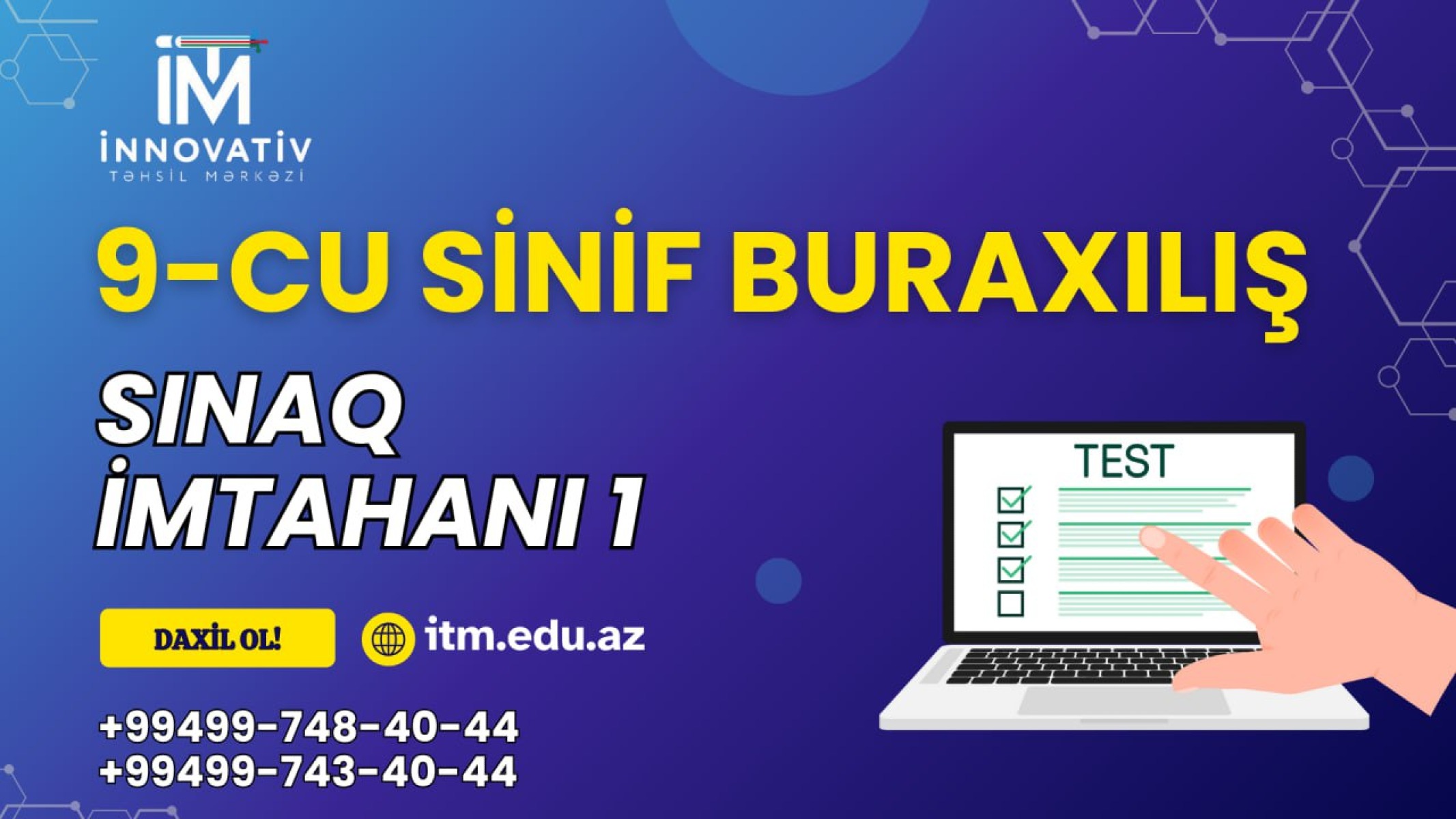 9-CU SİNİF BURAXILIŞ SINAQ İMTAHANI -( DIM BURAXILIŞ İMTAHAN MODELİNE TAM UYĞUN)