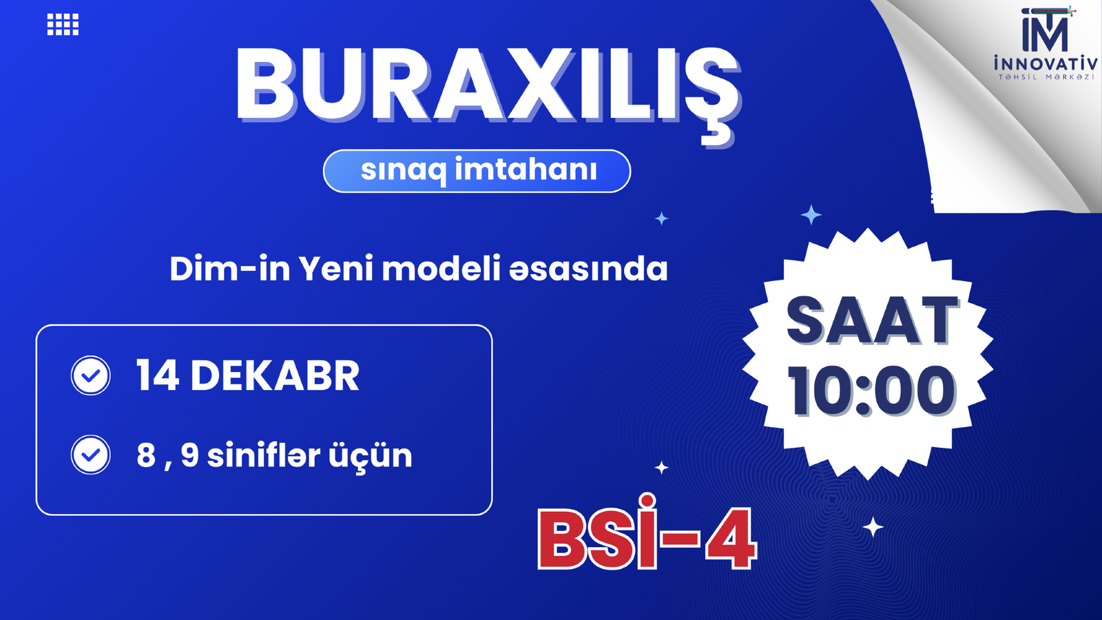 Buraxılış Sınaq imtahanı. 8 və 9 sinif  -BSİ 4 Posteri