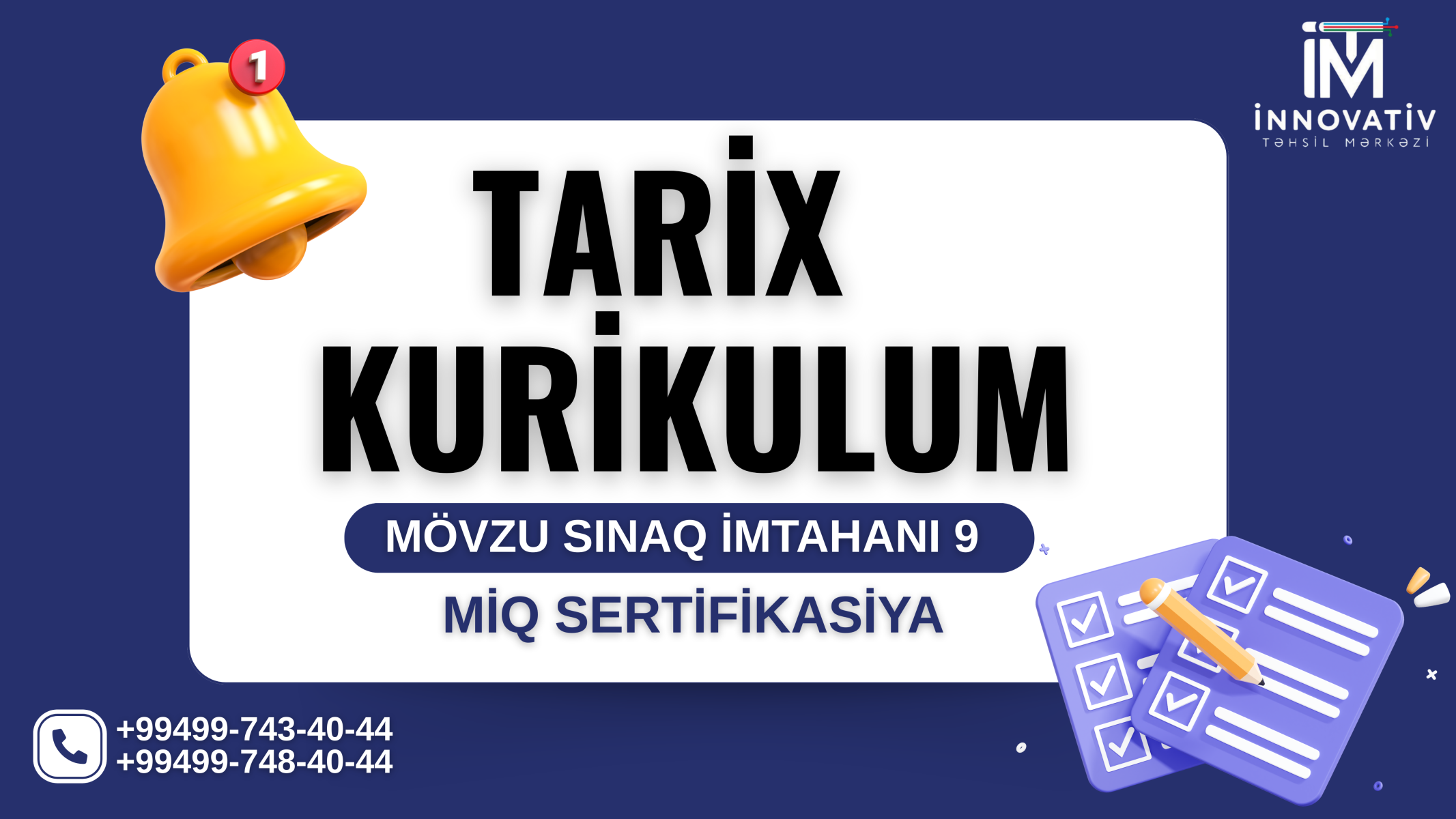 TARİX Fənnindən- MİQ və Sertifikasiya Sınağı. MSİ 9