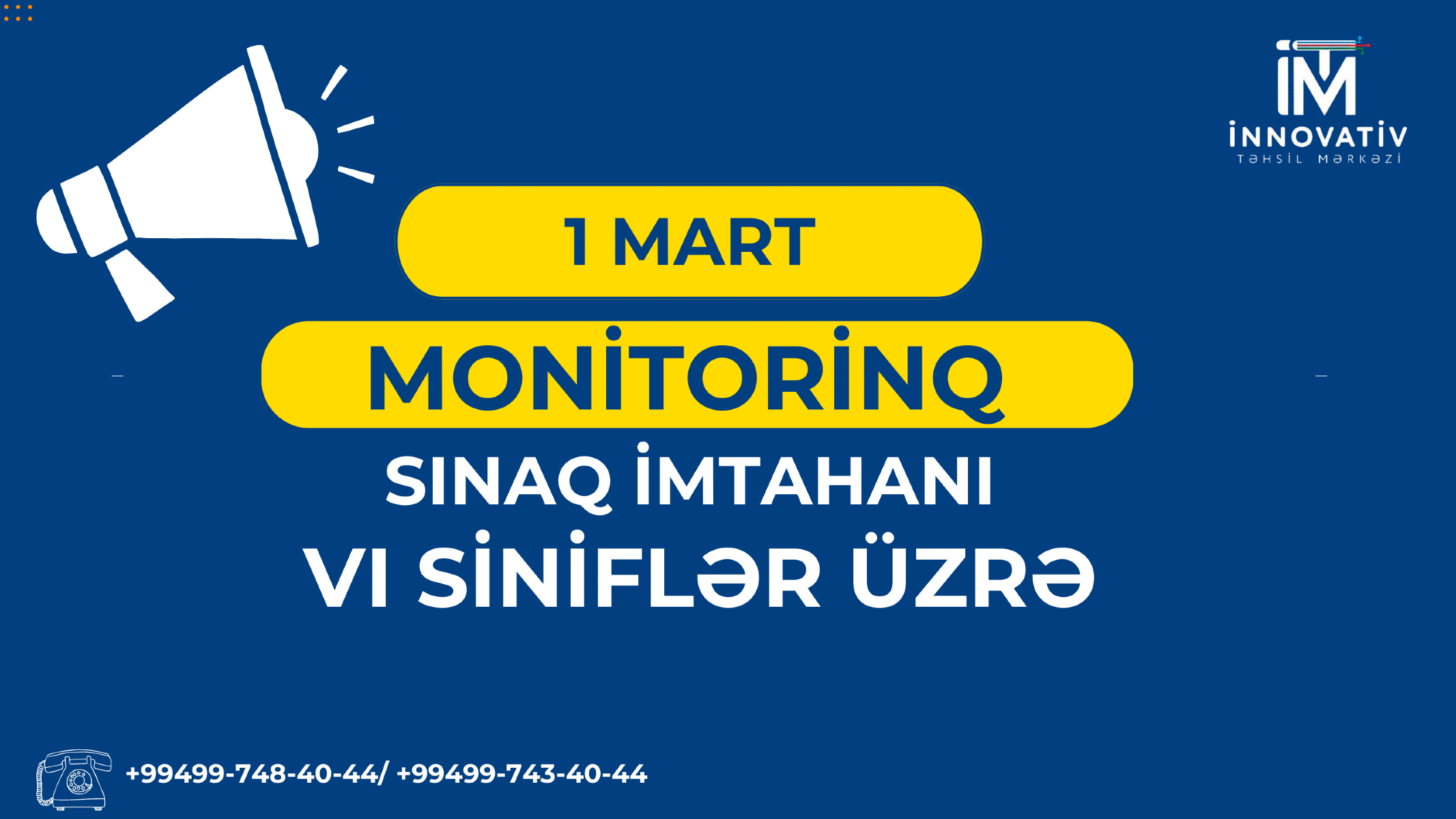 Monitorinq 6 -cı sinif sınaq imtahanı 1 MART