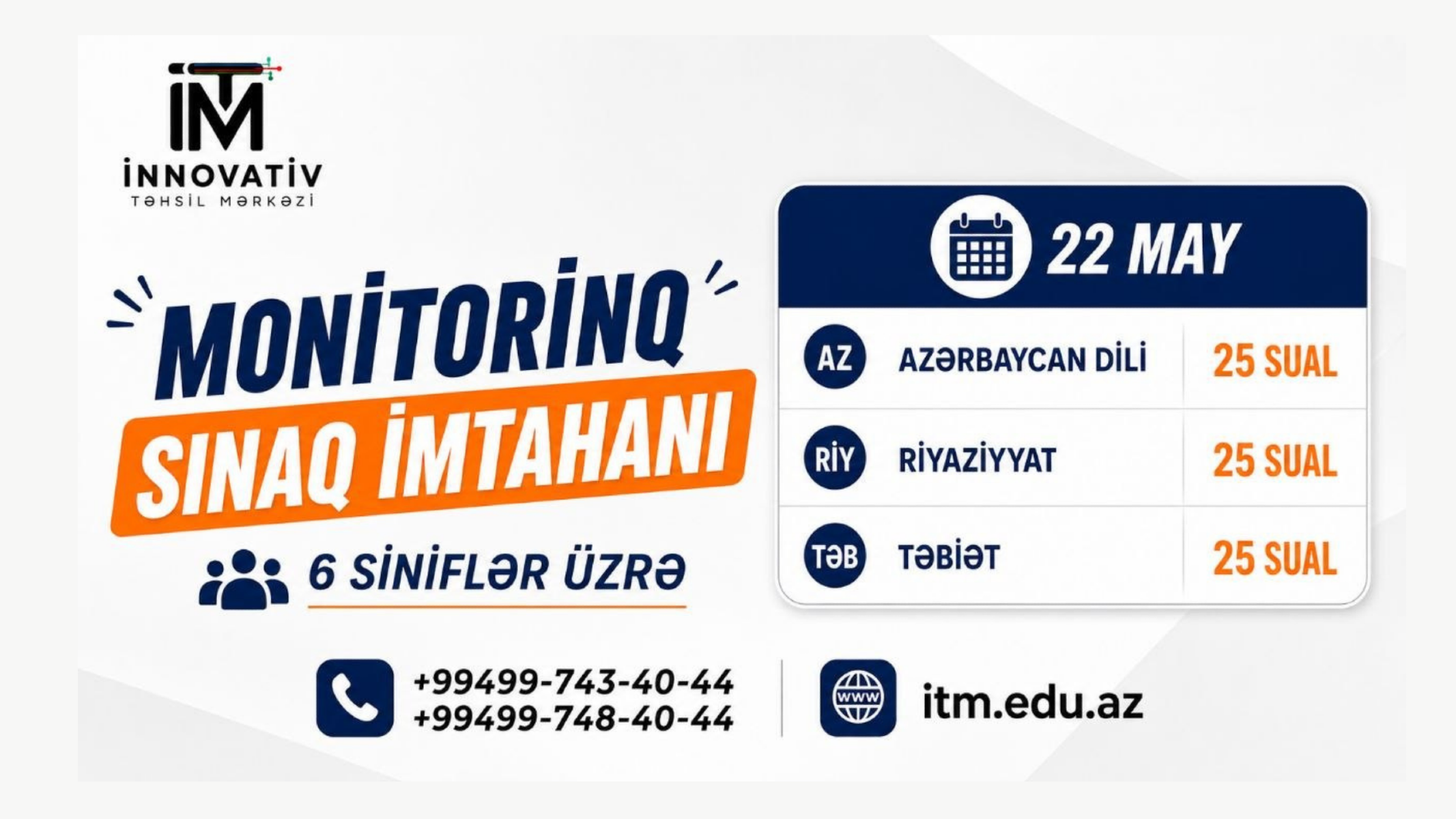 6-cı siniflər üçün TAM PROQRAM üzrə MONİTORİNQ Hazırlıq Sınağı!