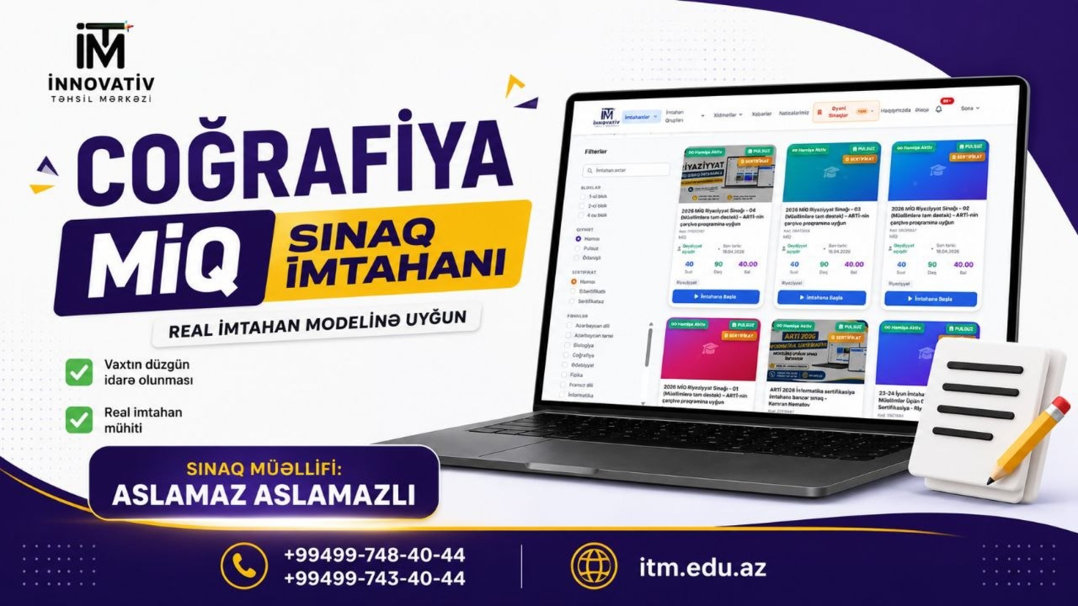 Coğrafiya fənni üzrə MİQ sınaq imtahanı - Aslamaz Aslamazlı