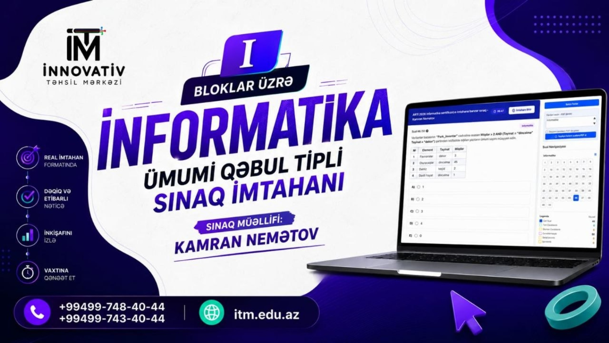 İnformatika Qəbul Sinaq I Qrup - Kamran Nemətov  (2 ci cəhd imtahanı üçün) 2026