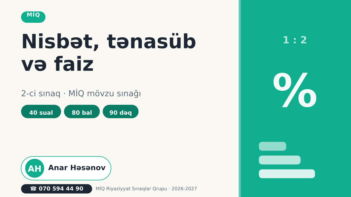 2-ci Sınaq (MİQ): Nisbət, tənasüb və faiz Posteri