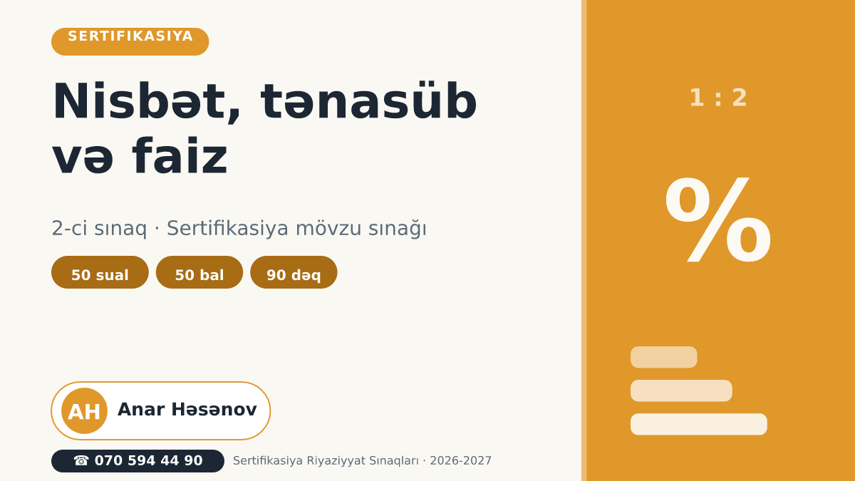 2-ci Sınaq (Sertifikasiya): Nisbət, tənasüb və faiz Posteri