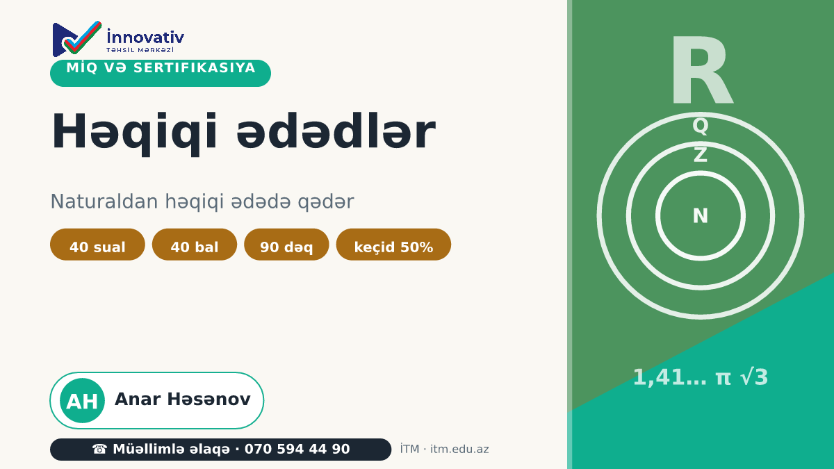 MİQ və Sertifikasiya — Həqiqi ədədlərə qədər Posteri