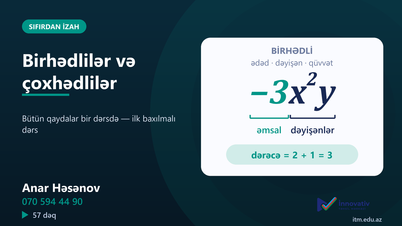 Birhədlilər və çoxhədlilər — Sıfırdan izah (bütün qaydalar)