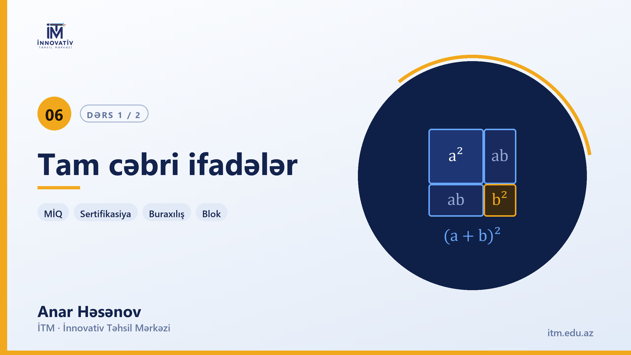 Tam Cəbri ifadələr. 1-70 — Anar Həsənov | Riyaziyyat hazırlıq
