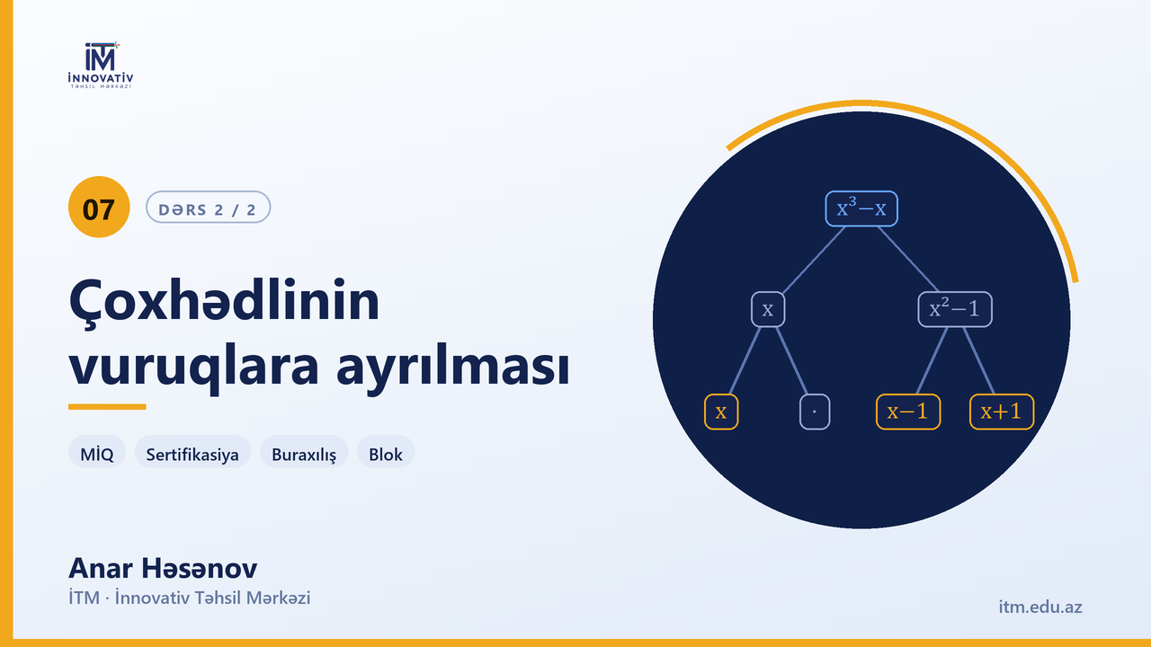 Çoxhədlilərin vuruqlara ayrılması. 82-son — Anar Həsənov | Riyaziyyat hazırlıq