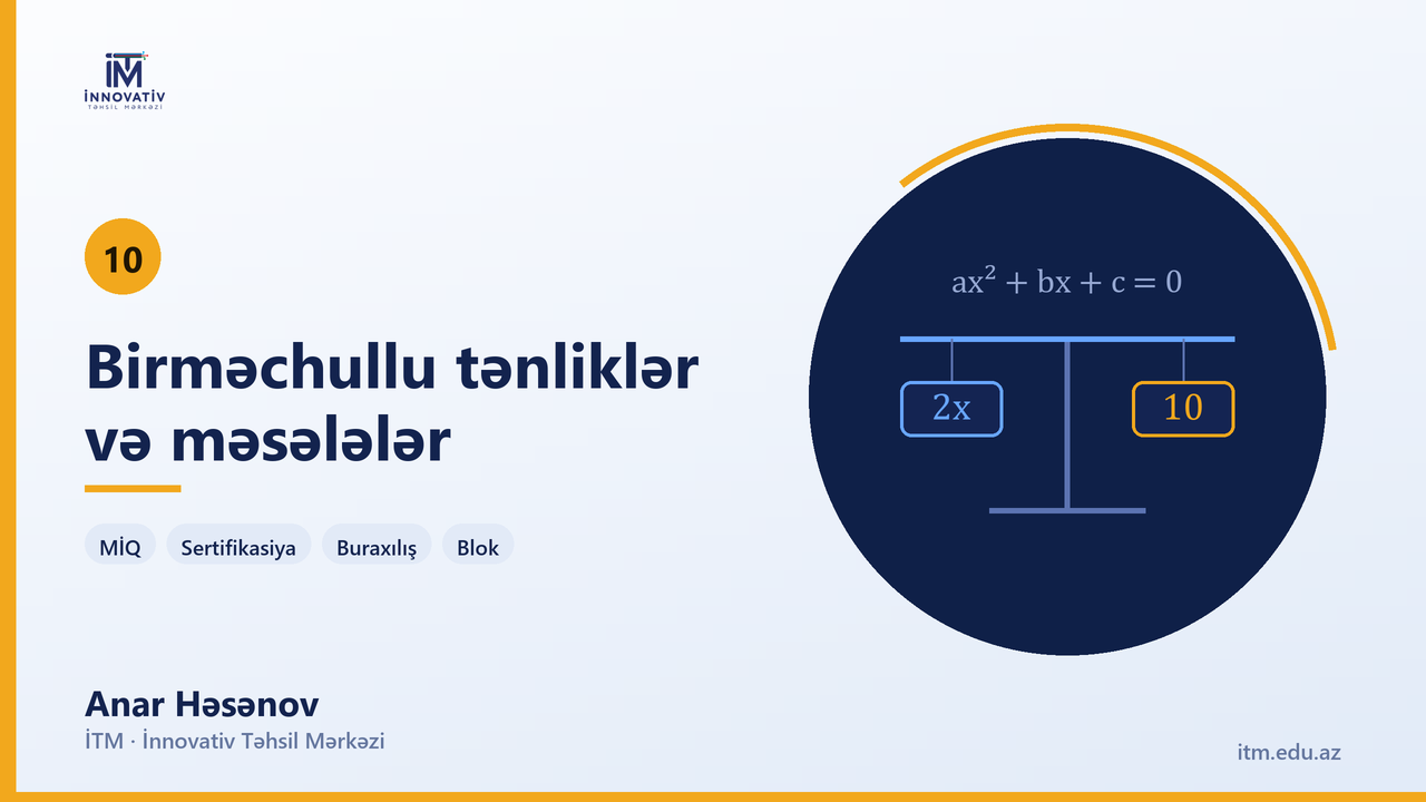 Birməhcullu tənliklər. 60-179 — Anar Həsənov | Riyaziyyat hazırlıq