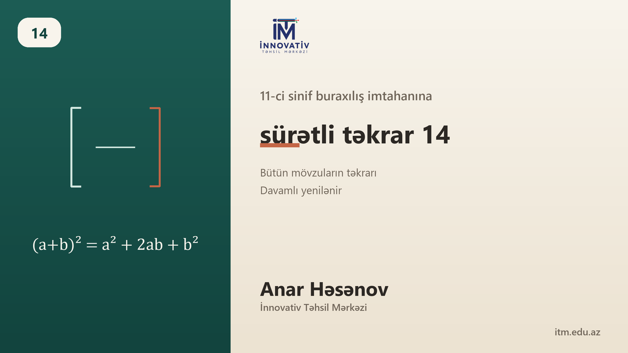 11-ci sinif buraxılış imtahanına sürətli təkrar 14