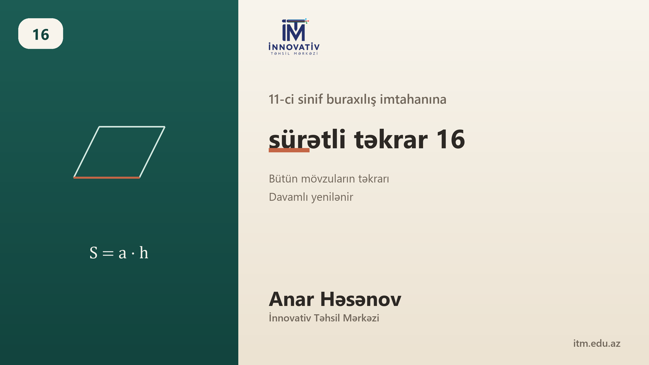 11-ci sinif buraxılış imtahanına sürətli təkrar 16
