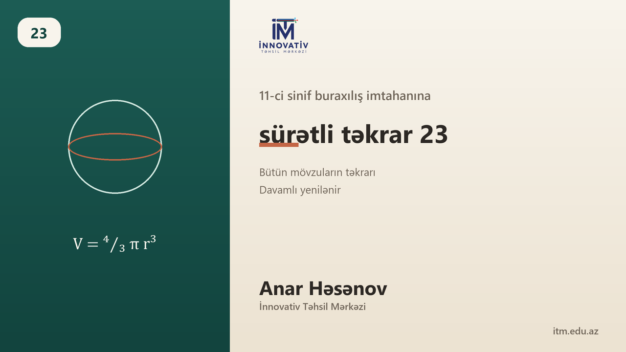 11-ci sinif buraxılış imtahanına sürətli təkrar 23