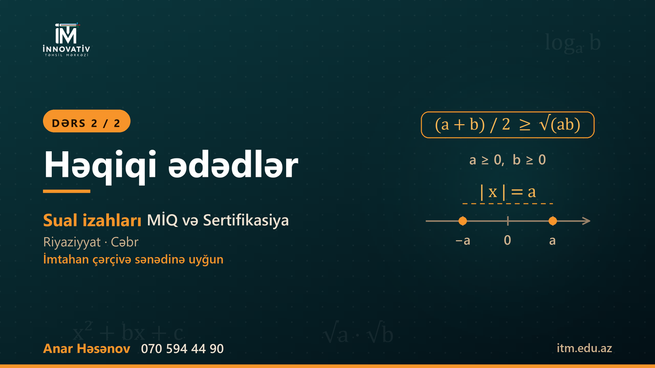 Həqiqi ədədlər — dərs 2 (orta ədədlər, modul) (Ələddin m kitabı)