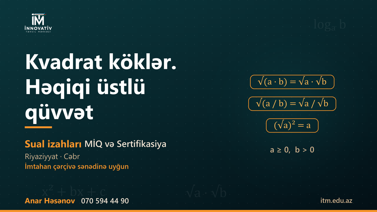 Hesabi kvadrat kök və xassələri (Ələddin m kitabı)