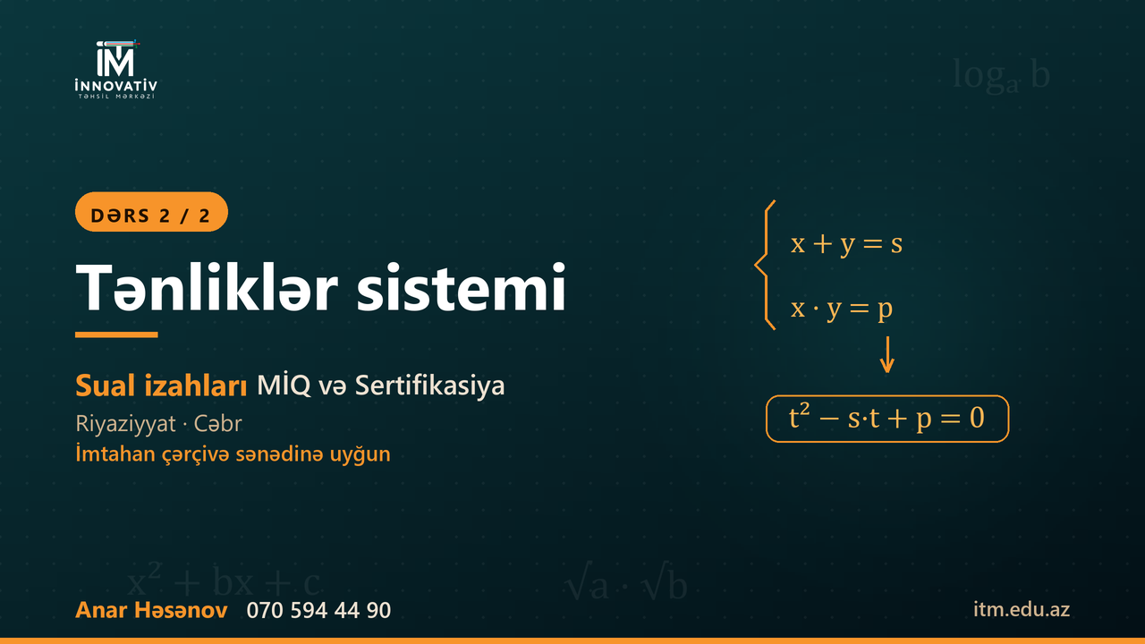 Rasional və irrasional tənliklər sistemi (Ələddin m kitabı)