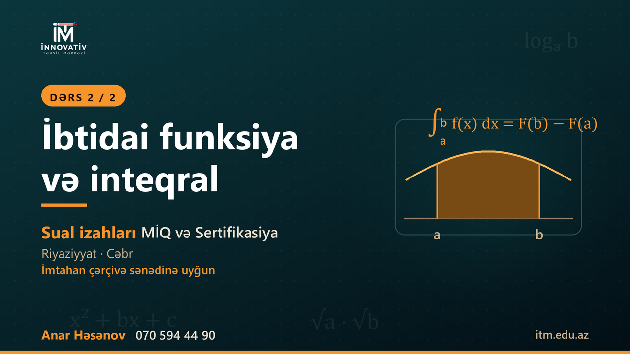 İnteqral — dərs 2 (Ələddin m kitabı)