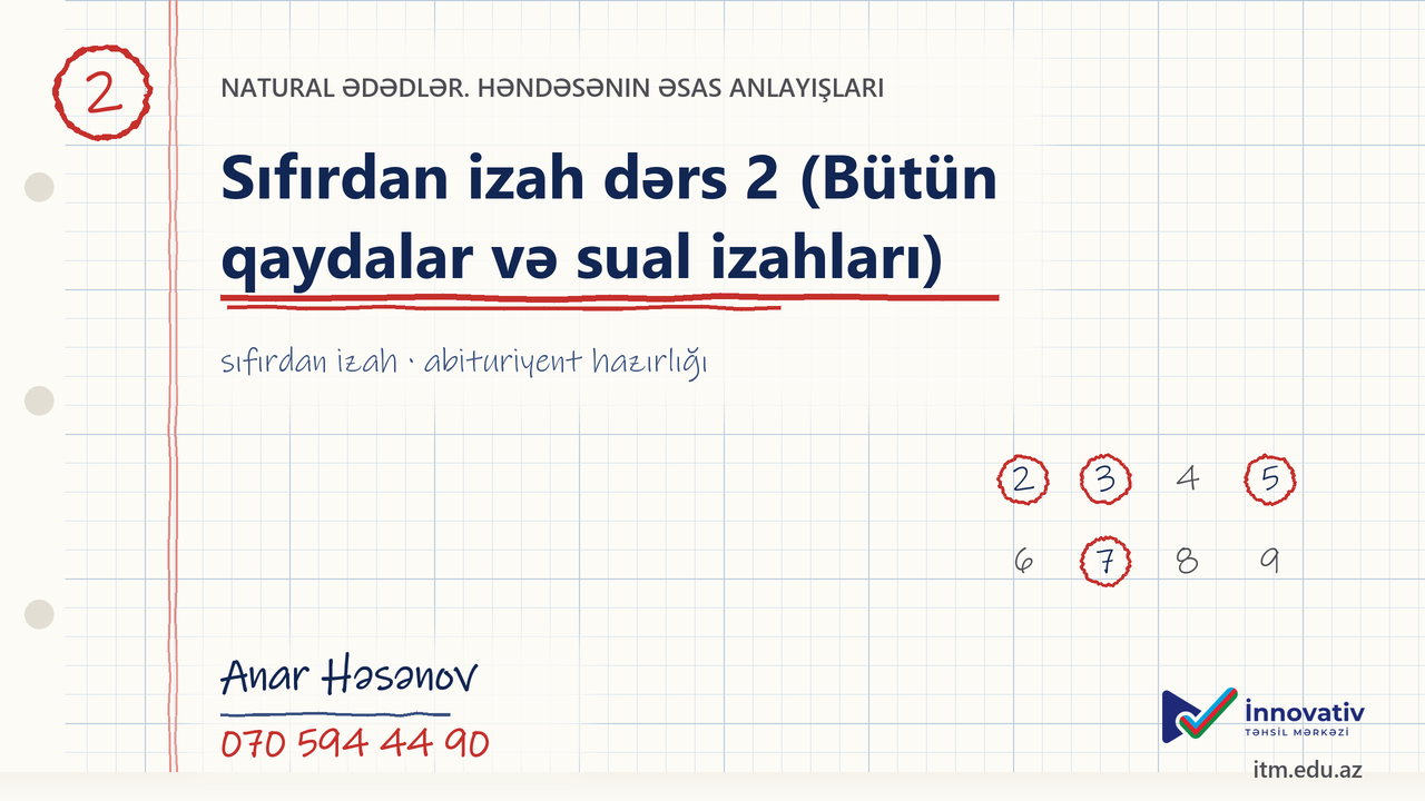 Natural ədədlər — Sıfırdan izah dərs 2 (Bütün qaydalar və sual izahları)