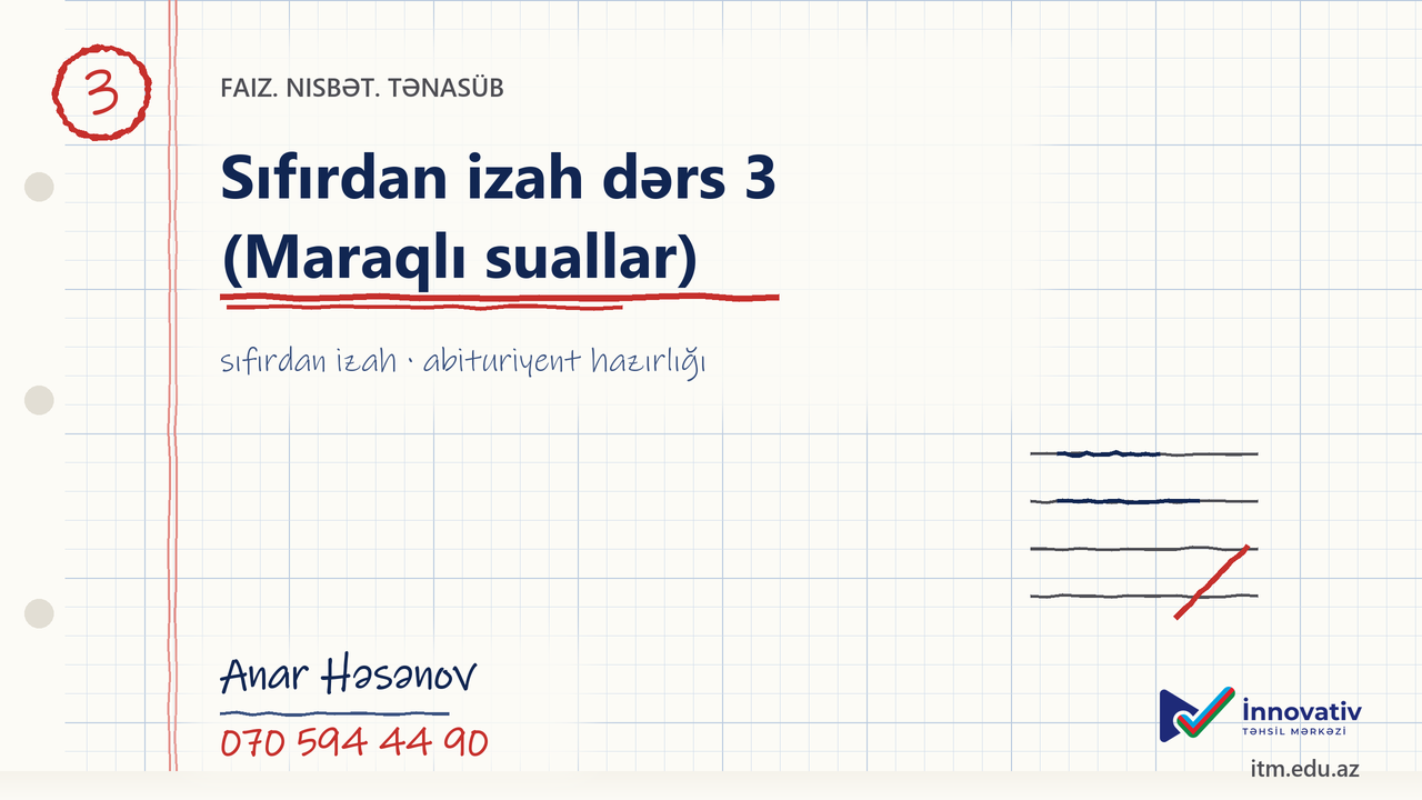 Faiz. Nisbət. Tənasüb — Sıfırdan izah dərs 3 (Maraqlı suallar)