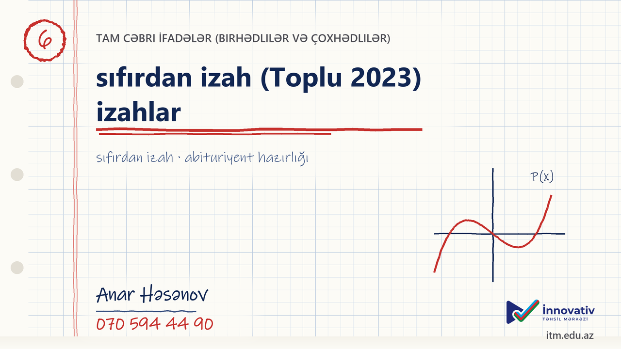 İfadələrin ən kiçik və ən böyük qiymətlərinin tapılması - sıfırdan izah (Toplu 2023) izahlar