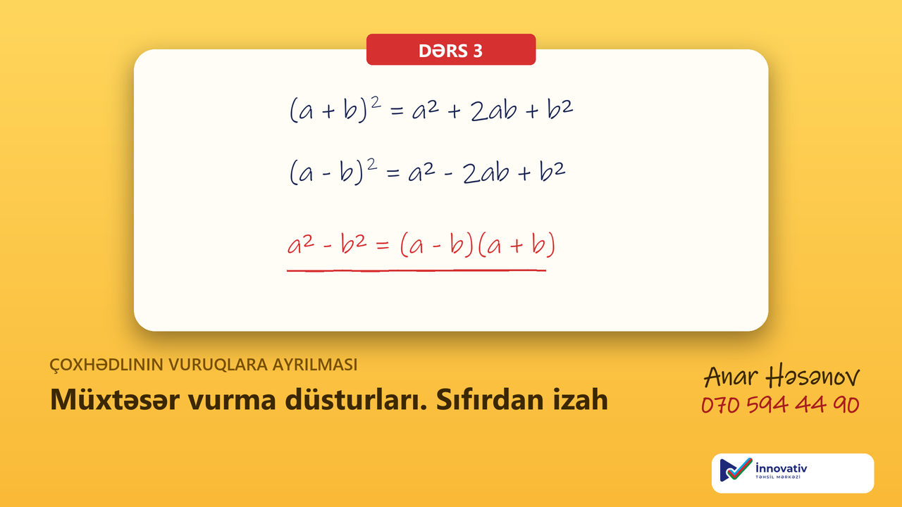 Müxtəsər vurma düsturları — sıfırdan izah (Antremanlarla riyaziyyat)